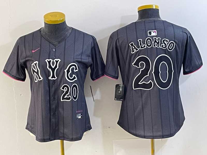 Women%27s New York Mets #20 Pete Alonso Number Grey 2024 City Connect Cool Base Stitched Jersey